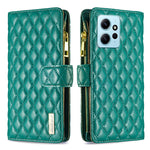 Custodia per telefono a conchiglia in pelle con portafoglio con cerniera Diamond Lattice, For Xiaomi Redmi Note 12 4G Global, For Nokia G22, For Samsung Galaxy A24 4G, For Samsung Galaxy M14 5G