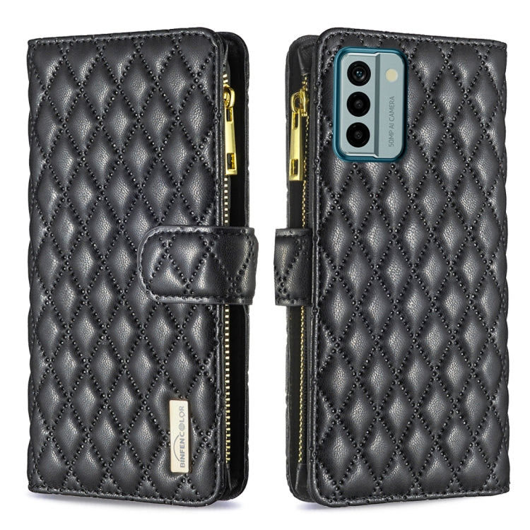 Custodia per telefono a conchiglia in pelle con portafoglio con cerniera Diamond Lattice, For Xiaomi Redmi Note 12 4G Global, For Nokia G22, For Samsung Galaxy A24 4G, For Samsung Galaxy M14 5G