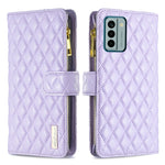 Custodia per telefono a conchiglia in pelle con portafoglio con cerniera Diamond Lattice, For Xiaomi Redmi Note 12 4G Global, For Nokia G22, For Samsung Galaxy A24 4G, For Samsung Galaxy M14 5G