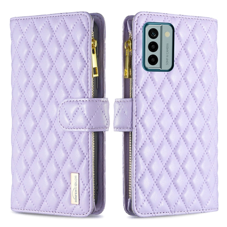 Custodia per telefono a conchiglia in pelle con portafoglio con cerniera Diamond Lattice, For Xiaomi Redmi Note 12 4G Global, For Nokia G22, For Samsung Galaxy A24 4G, For Samsung Galaxy M14 5G