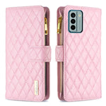 Custodia per telefono a conchiglia in pelle con portafoglio con cerniera Diamond Lattice, For Xiaomi Redmi Note 12 4G Global, For Nokia G22, For Samsung Galaxy A24 4G, For Samsung Galaxy M14 5G