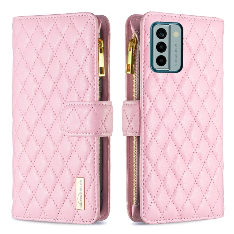 Custodia per telefono a conchiglia in pelle con portafoglio con cerniera Diamond Lattice, For Xiaomi Redmi Note 12 4G Global, For Nokia G22, For Samsung Galaxy A24 4G, For Samsung Galaxy M14 5G