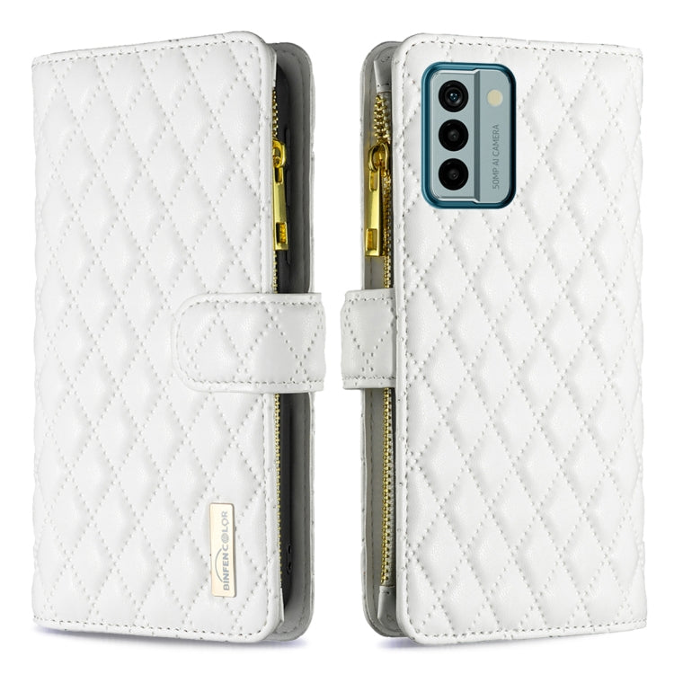 Custodia per telefono a conchiglia in pelle con portafoglio con cerniera Diamond Lattice, For Xiaomi Redmi Note 12 4G Global, For Nokia G22, For Samsung Galaxy A24 4G, For Samsung Galaxy M14 5G