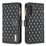 Custodia per telefono a conchiglia in pelle con portafoglio con cerniera Diamond Lattice, For Xiaomi Redmi Note 12 4G Global, For Nokia G22, For Samsung Galaxy A24 4G, For Samsung Galaxy M14 5G