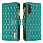 Custodia per telefono a conchiglia in pelle con portafoglio con cerniera Diamond Lattice, For Xiaomi Redmi Note 12 4G Global, For Nokia G22, For Samsung Galaxy A24 4G, For Samsung Galaxy M14 5G