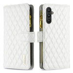 Custodia per telefono a conchiglia in pelle con portafoglio con cerniera Diamond Lattice, For Xiaomi Redmi Note 12 4G Global, For Nokia G22, For Samsung Galaxy A24 4G, For Samsung Galaxy M14 5G