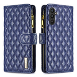 Custodia per telefono a conchiglia in pelle con portafoglio con cerniera Diamond Lattice, For Xiaomi Redmi Note 12 4G Global, For Nokia G22, For Samsung Galaxy A24 4G, For Samsung Galaxy M14 5G