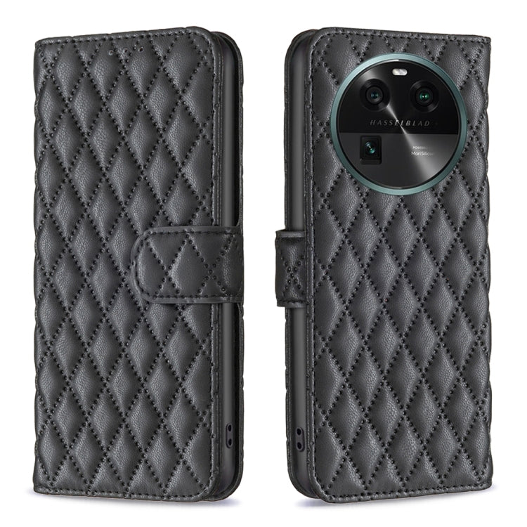 Custodia per telefono a conchiglia in pelle con portafoglio Diamond Lattice, For OPPO Find X6 5G, For OPPO Find X6 Pro 5G, For Realme C55, For Xiaomi Redmi Note 12 4G Global