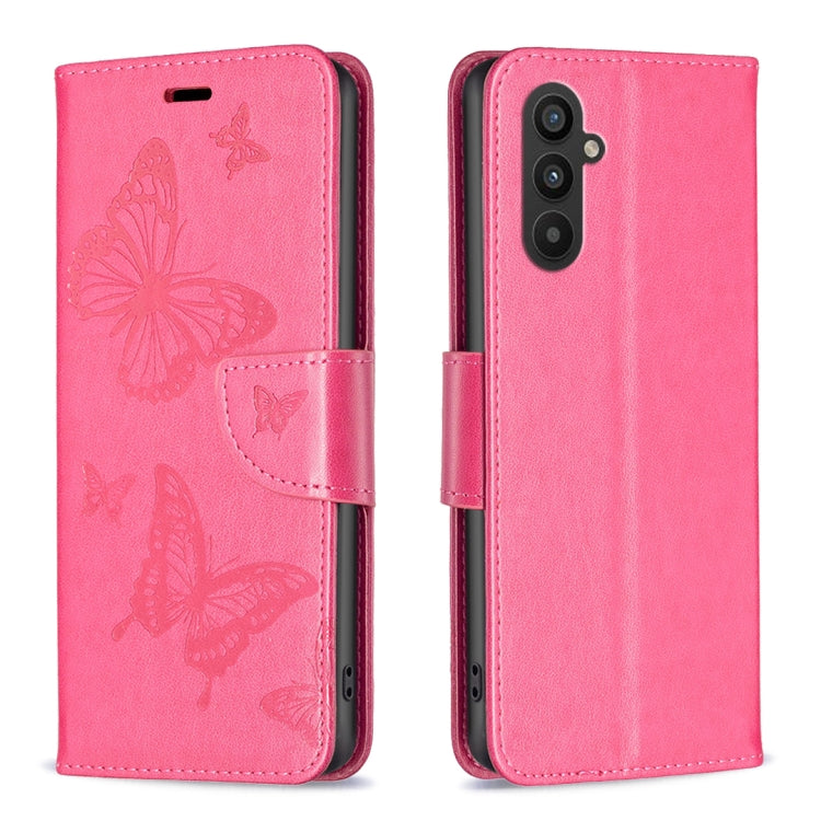 Custodia per telefono in pelle goffrata con due farfalle, For Xiaomi Redmi Note 12 4G Global, For Nokia G22, For Samsung Galaxy A24 4G, For Samsung Galaxy M14 5G
