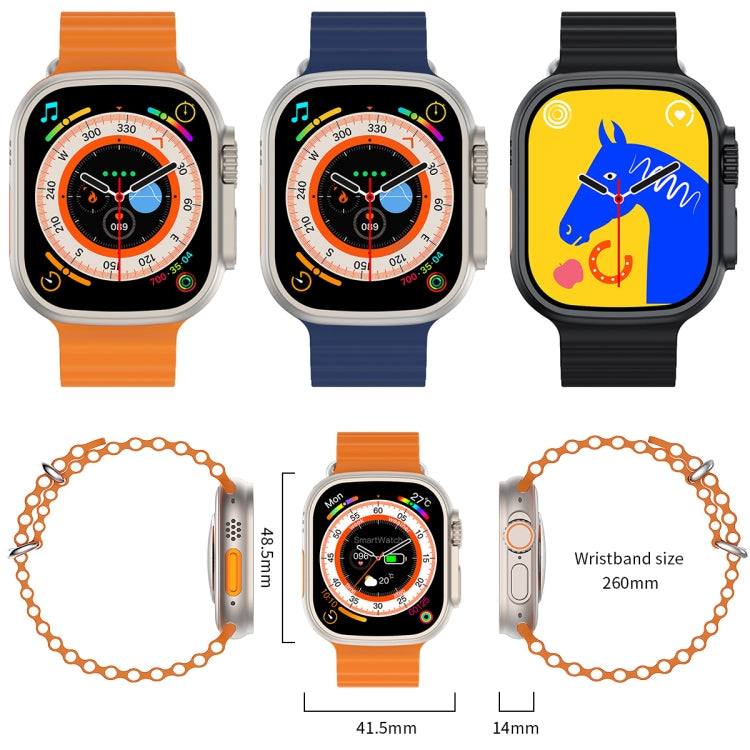 Q8 Ultra Smart Watch con schermo TFT da 1,96 pollici, supporta il monitoraggio della frequenza cardiaca/pressione sanguigna