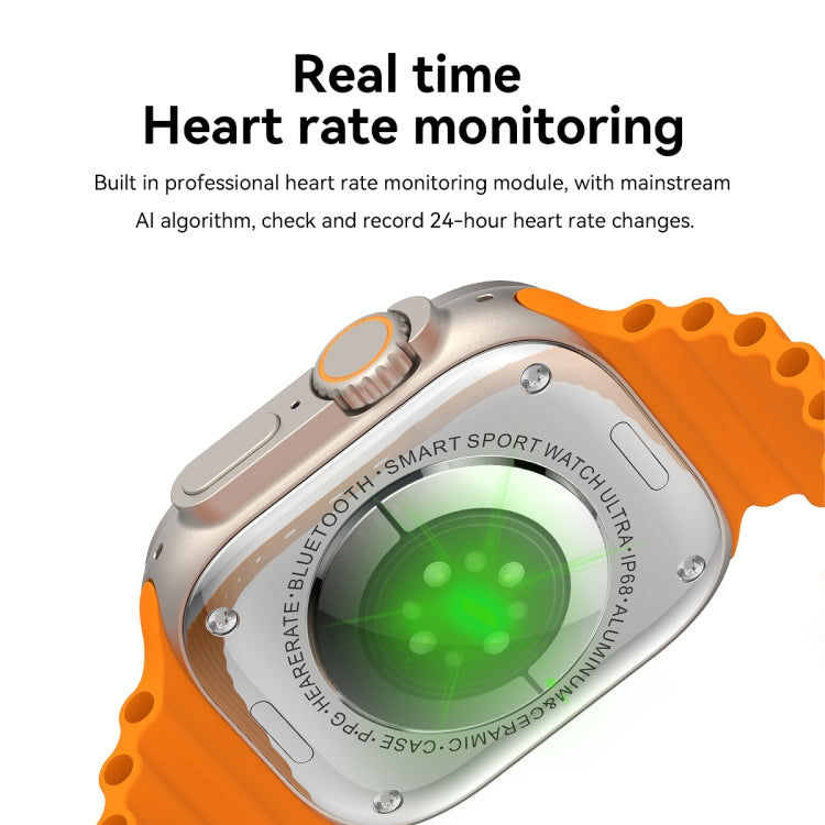 Q8 Ultra Smart Watch con schermo TFT da 1,96 pollici, supporta il monitoraggio della frequenza cardiaca/pressione sanguigna