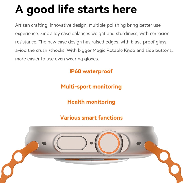 Q8 Ultra Smart Watch con schermo TFT da 1,96 pollici, supporta il monitoraggio della frequenza cardiaca/pressione sanguigna