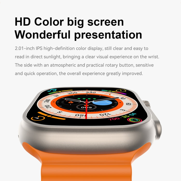Q8 Ultra Smart Watch con schermo TFT da 1,96 pollici, supporta il monitoraggio della frequenza cardiaca/pressione sanguigna