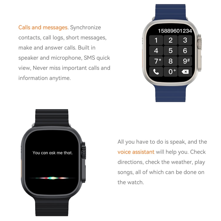 Q8 Ultra Smart Watch con schermo TFT da 1,96 pollici, supporta il monitoraggio della frequenza cardiaca/pressione sanguigna
