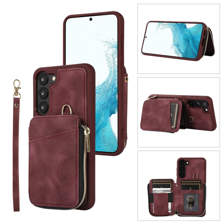 Custodia per telefono con cover posteriore per borsa con cerniera, For Samsung Galaxy S23 5G, For Samsung Galaxy S23+ 5G, For Samsung Galaxy S23 Ultra 5G, For Samsung Galaxy S22 5G