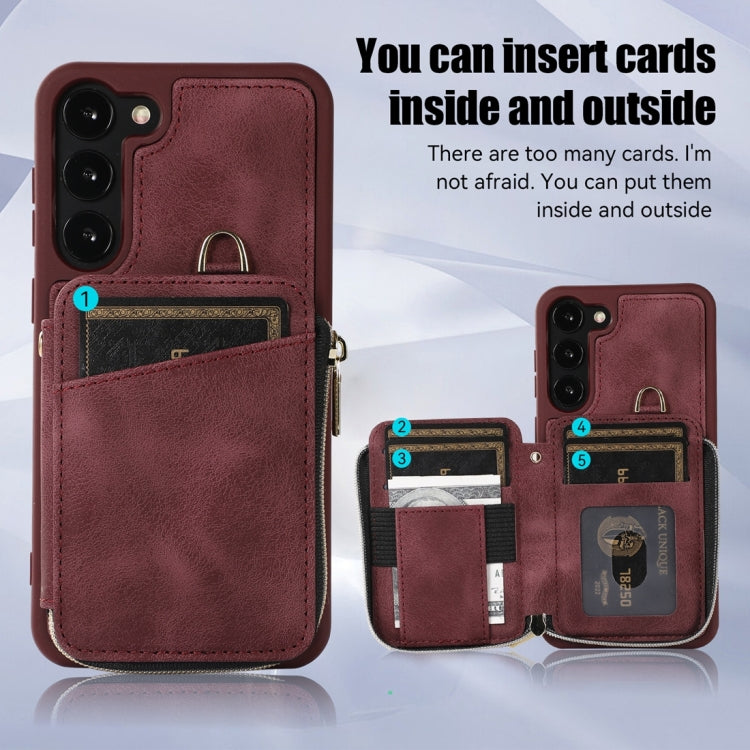 Custodia per telefono con cover posteriore per borsa con cerniera, For Samsung Galaxy S23 5G, For Samsung Galaxy S23+ 5G, For Samsung Galaxy S23 Ultra 5G, For Samsung Galaxy S22 5G
