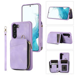 Custodia per telefono con cover posteriore per borsa con cerniera, For Samsung Galaxy S23 5G, For Samsung Galaxy S23+ 5G, For Samsung Galaxy S23 Ultra 5G, For Samsung Galaxy S22 5G