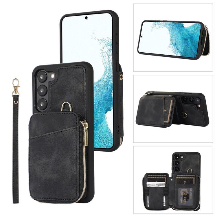 Custodia per telefono con cover posteriore per borsa con cerniera, For Samsung Galaxy S23 5G, For Samsung Galaxy S23+ 5G, For Samsung Galaxy S23 Ultra 5G, For Samsung Galaxy S22 5G
