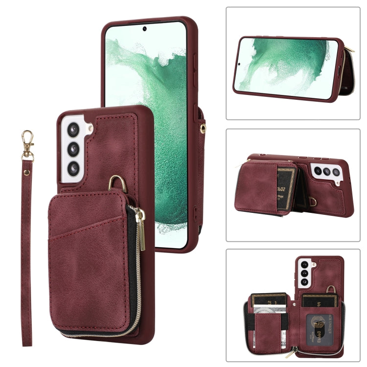 Custodia per telefono con cover posteriore per borsa con cerniera, For Samsung Galaxy S23 5G, For Samsung Galaxy S23+ 5G, For Samsung Galaxy S23 Ultra 5G, For Samsung Galaxy S22 5G
