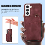 Custodia per telefono con cover posteriore per borsa con cerniera, For Samsung Galaxy S22+ 5G, For Samsung Galaxy S22 Ultra 5G, For Samsung Galaxy S21 FE 5G, For Samsung Galaxy S21 5G