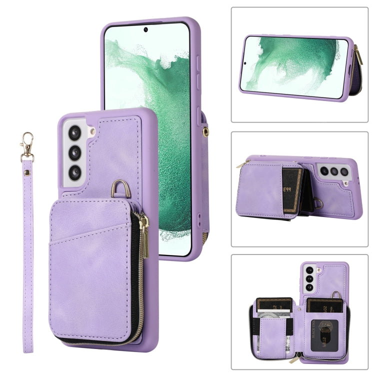 Custodia per telefono con cover posteriore per borsa con cerniera, For Samsung Galaxy S22+ 5G, For Samsung Galaxy S22 Ultra 5G, For Samsung Galaxy S21 FE 5G, For Samsung Galaxy S21 5G