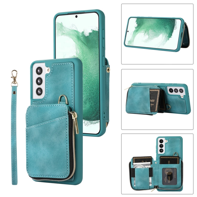 Custodia per telefono con cover posteriore per borsa con cerniera, For Samsung Galaxy S22+ 5G, For Samsung Galaxy S22 Ultra 5G, For Samsung Galaxy S21 FE 5G, For Samsung Galaxy S21 5G