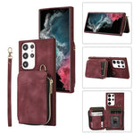 Custodia per telefono con cover posteriore per borsa con cerniera, For Samsung Galaxy S22+ 5G, For Samsung Galaxy S22 Ultra 5G, For Samsung Galaxy S21 FE 5G, For Samsung Galaxy S21 5G