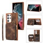 Custodia per telefono con cover posteriore per borsa con cerniera, For Samsung Galaxy S22+ 5G, For Samsung Galaxy S22 Ultra 5G, For Samsung Galaxy S21 FE 5G, For Samsung Galaxy S21 5G