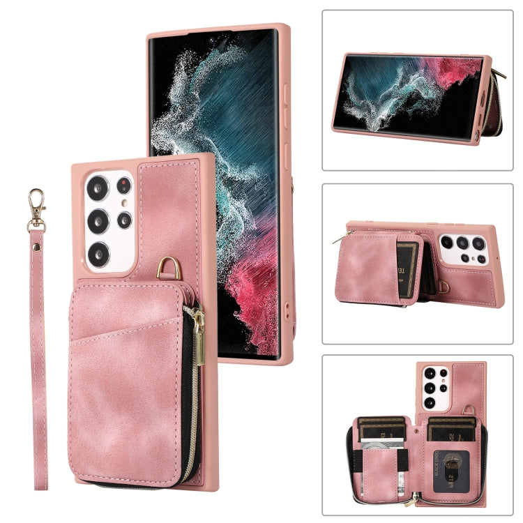 Custodia per telefono con cover posteriore per borsa con cerniera, For Samsung Galaxy S22+ 5G, For Samsung Galaxy S22 Ultra 5G, For Samsung Galaxy S21 FE 5G, For Samsung Galaxy S21 5G