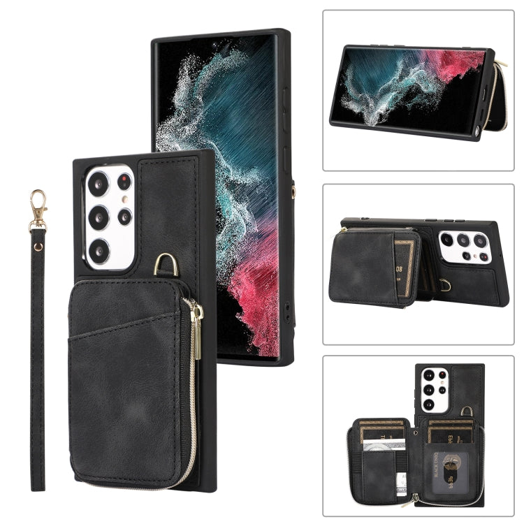 Custodia per telefono con cover posteriore per borsa con cerniera, For Samsung Galaxy S22+ 5G, For Samsung Galaxy S22 Ultra 5G, For Samsung Galaxy S21 FE 5G, For Samsung Galaxy S21 5G