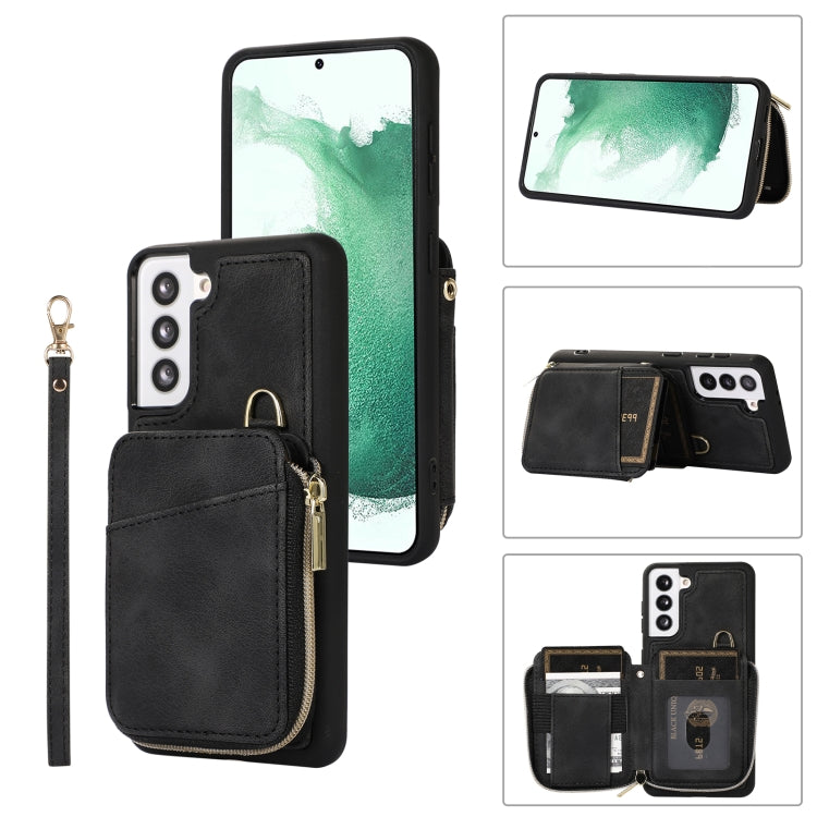 Custodia per telefono con cover posteriore per borsa con cerniera, For Samsung Galaxy S22+ 5G, For Samsung Galaxy S22 Ultra 5G, For Samsung Galaxy S21 FE 5G, For Samsung Galaxy S21 5G