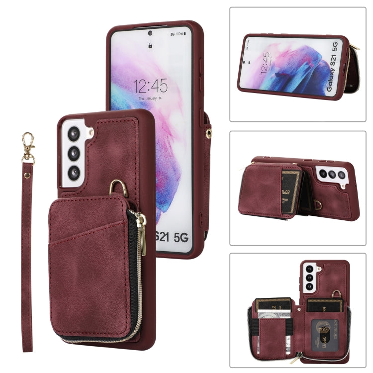 Custodia per telefono con cover posteriore per borsa con cerniera, For Samsung Galaxy S22+ 5G, For Samsung Galaxy S22 Ultra 5G, For Samsung Galaxy S21 FE 5G, For Samsung Galaxy S21 5G