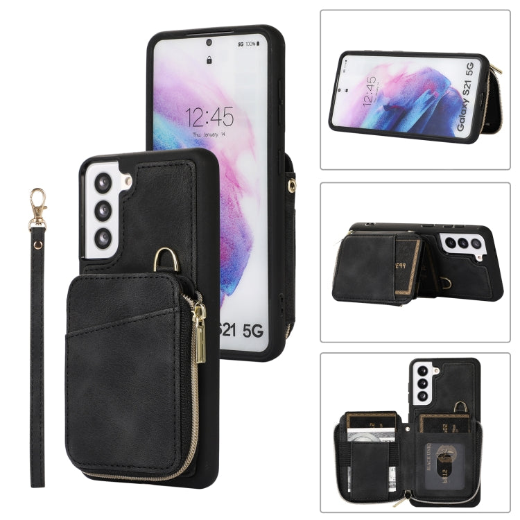 Custodia per telefono con cover posteriore per borsa con cerniera, For Samsung Galaxy S21+ 5G, For Samsung Galaxy S21 Ultra 5G, For Samsung Galaxy S20, For Samsung Galaxy S20+