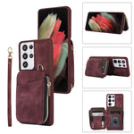 Custodia per telefono con cover posteriore per borsa con cerniera, For Samsung Galaxy S21+ 5G, For Samsung Galaxy S21 Ultra 5G, For Samsung Galaxy S20, For Samsung Galaxy S20+