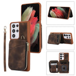 Custodia per telefono con cover posteriore per borsa con cerniera, For Samsung Galaxy S21+ 5G, For Samsung Galaxy S21 Ultra 5G, For Samsung Galaxy S20, For Samsung Galaxy S20+