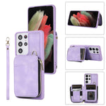 Custodia per telefono con cover posteriore per borsa con cerniera, For Samsung Galaxy S21+ 5G, For Samsung Galaxy S21 Ultra 5G, For Samsung Galaxy S20, For Samsung Galaxy S20+