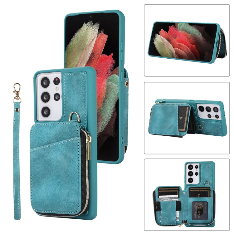 Custodia per telefono con cover posteriore per borsa con cerniera, For Samsung Galaxy S21+ 5G, For Samsung Galaxy S21 Ultra 5G, For Samsung Galaxy S20, For Samsung Galaxy S20+