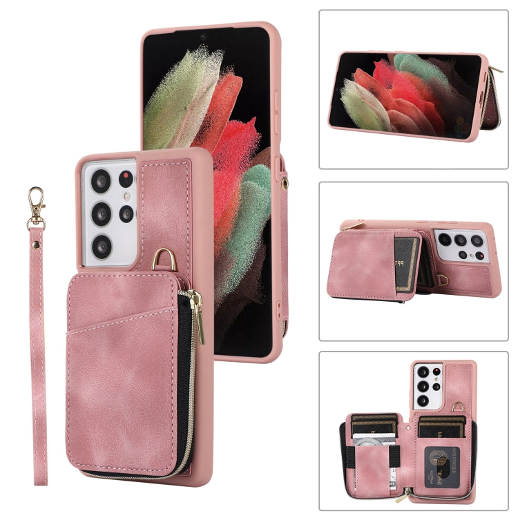 Custodia per telefono con cover posteriore per borsa con cerniera, For Samsung Galaxy S21+ 5G, For Samsung Galaxy S21 Ultra 5G, For Samsung Galaxy S20, For Samsung Galaxy S20+