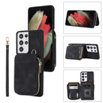 Custodia per telefono con cover posteriore per borsa con cerniera, For Samsung Galaxy S21+ 5G, For Samsung Galaxy S21 Ultra 5G, For Samsung Galaxy S20, For Samsung Galaxy S20+