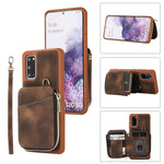 Custodia per telefono con cover posteriore per borsa con cerniera, For Samsung Galaxy S21+ 5G, For Samsung Galaxy S21 Ultra 5G, For Samsung Galaxy S20, For Samsung Galaxy S20+