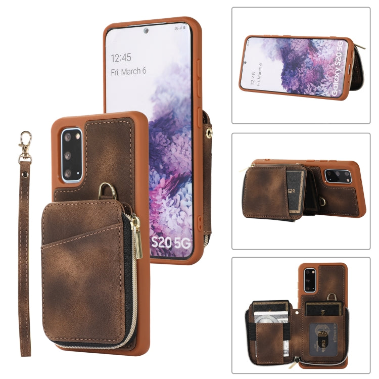 Custodia per telefono con cover posteriore per borsa con cerniera, For Samsung Galaxy S21+ 5G, For Samsung Galaxy S21 Ultra 5G, For Samsung Galaxy S20, For Samsung Galaxy S20+