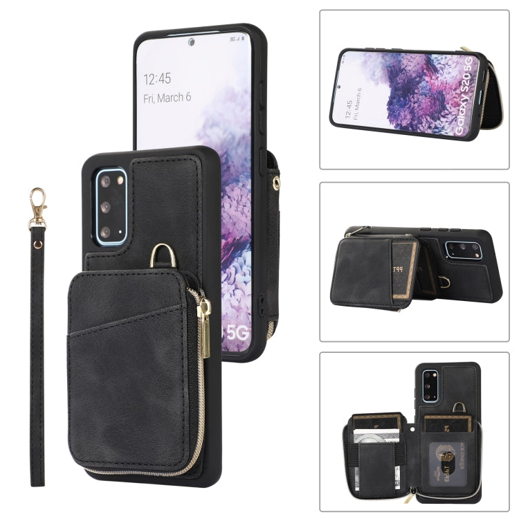 Custodia per telefono con cover posteriore per borsa con cerniera, For Samsung Galaxy S21+ 5G, For Samsung Galaxy S21 Ultra 5G, For Samsung Galaxy S20, For Samsung Galaxy S20+
