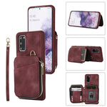 Custodia per telefono con cover posteriore per borsa con cerniera, For Samsung Galaxy S21+ 5G, For Samsung Galaxy S21 Ultra 5G, For Samsung Galaxy S20, For Samsung Galaxy S20+