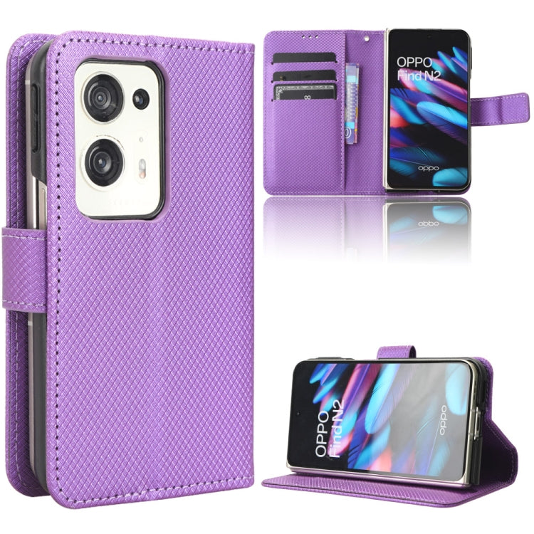 Custodia per telefono in pelle con trama a diamante, For Motorola Moto G13 / G23 4G, For Motorola Moto G53 5G, For Motorola Moto G73 5G, For OPPO Find N2