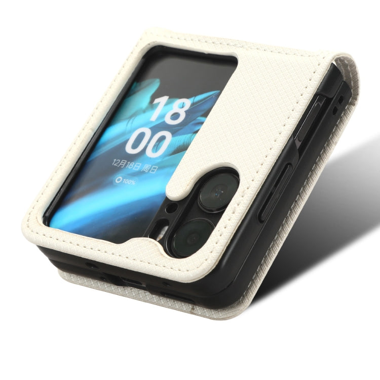 Custodia in pelle con trama a diamante per OPPO Find N2 Flip