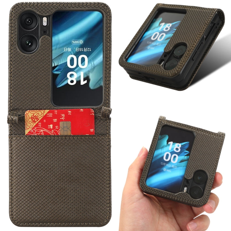 Custodia in pelle con trama a diamante per OPPO Find N2 Flip