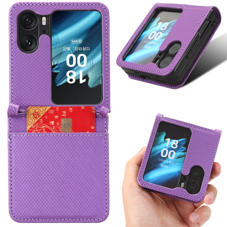 Custodia in pelle con trama a diamante per OPPO Find N2 Flip