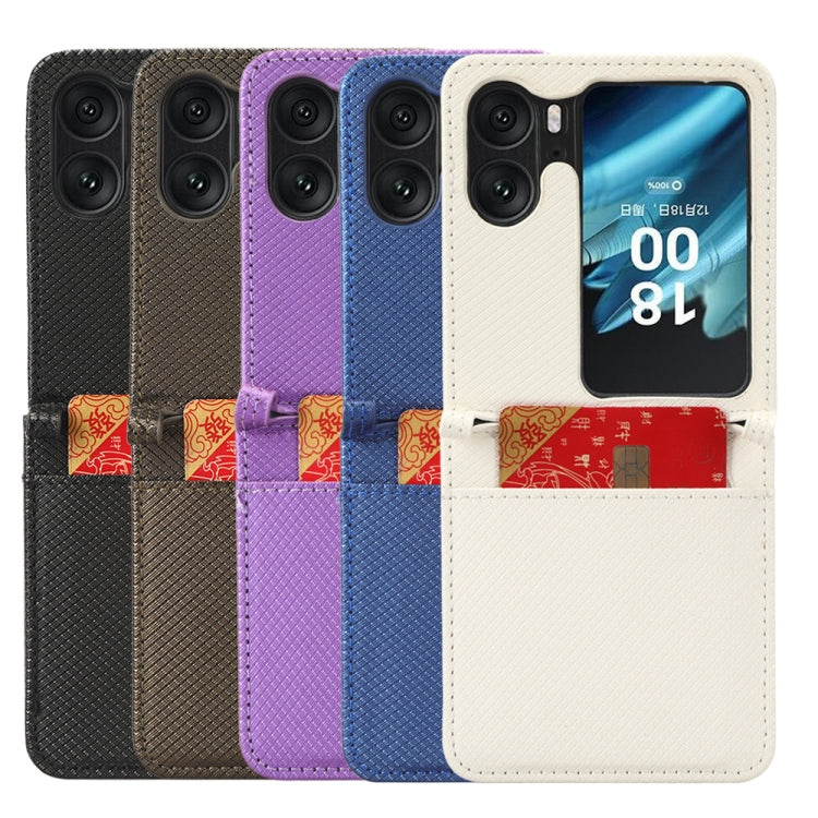 Custodia in pelle con trama a diamante per OPPO Find N2 Flip
