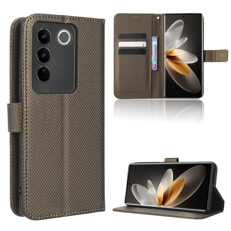 Custodia per telefono in pelle con trama a diamante, For TCL Ion X, For Tecno Spark Go 2023, For vivo V27 / V27 Pro / S16 / S16 Pro, For vivo V27e / S16e