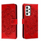 Custodia in pelle per telefono con motivo a goffratura Sun Mandala, For Samsung Galaxy A34 5G, For Samsung Galaxy A54 5G, For Samsung Galaxy S23 5G